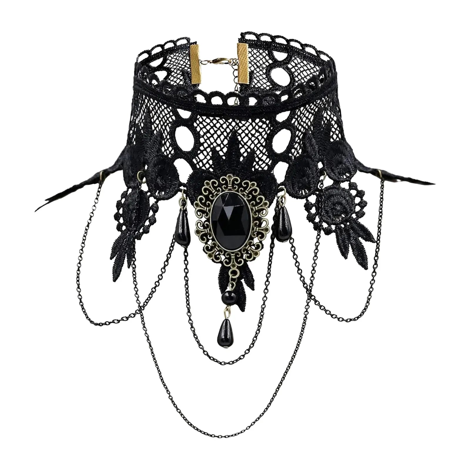 Punk Style Black Neck Strap Court Gothic Girl Necklace Fashinable Lace Collarbone Chain Collar Party Cosplay Accessories Qme
