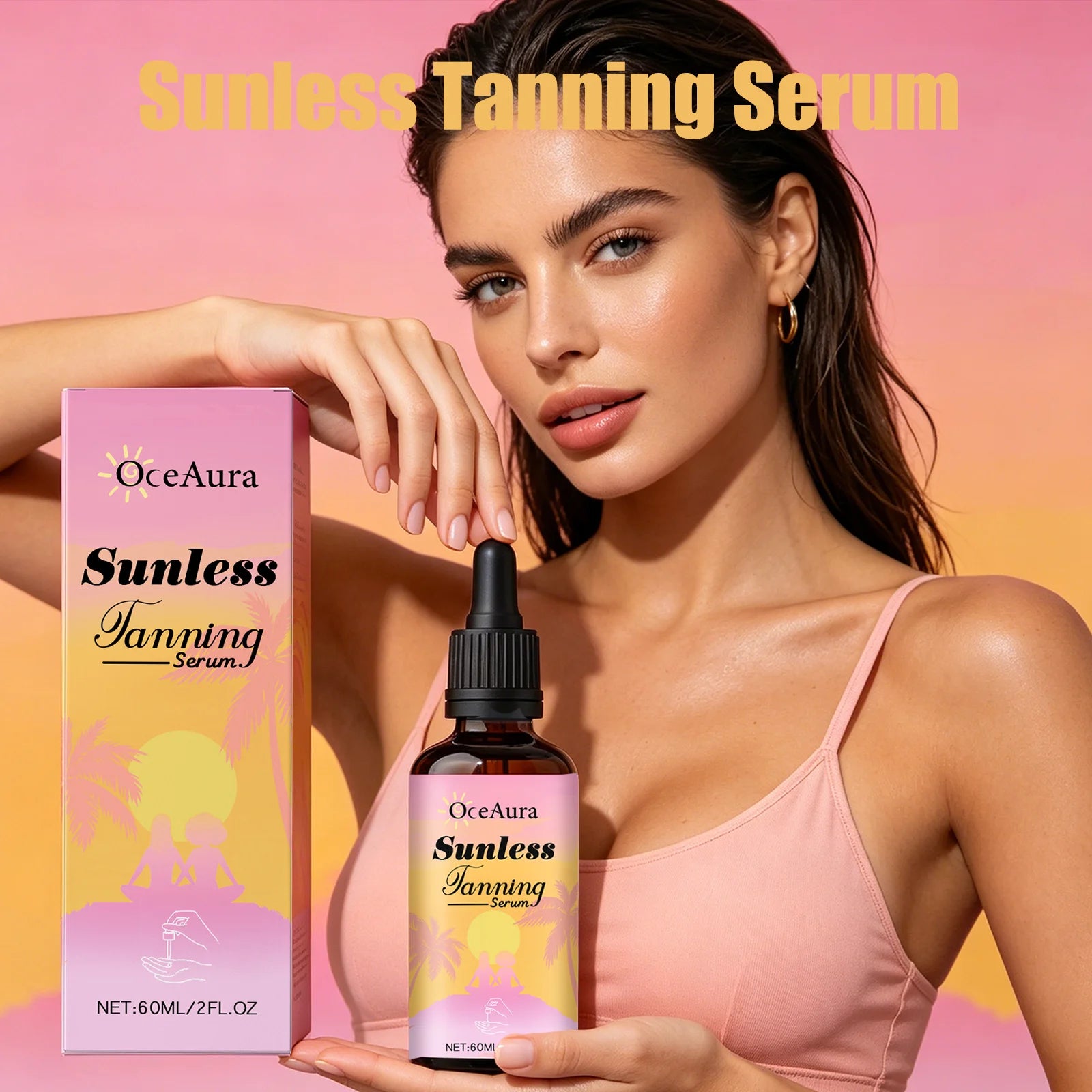 OceAura Sunless Tanning Serum Natural Bronze Gentle Deep Nourishing Even Skin Tone Dullness Reducing Sun Free Tanning Care Drops Qme