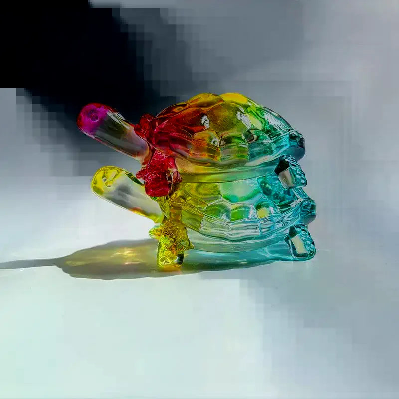 Glass Simulation Small Turtle Ornaments Glass Golden Turtle Home Fish Tank Landscaping Auspicious Decorations Qme
