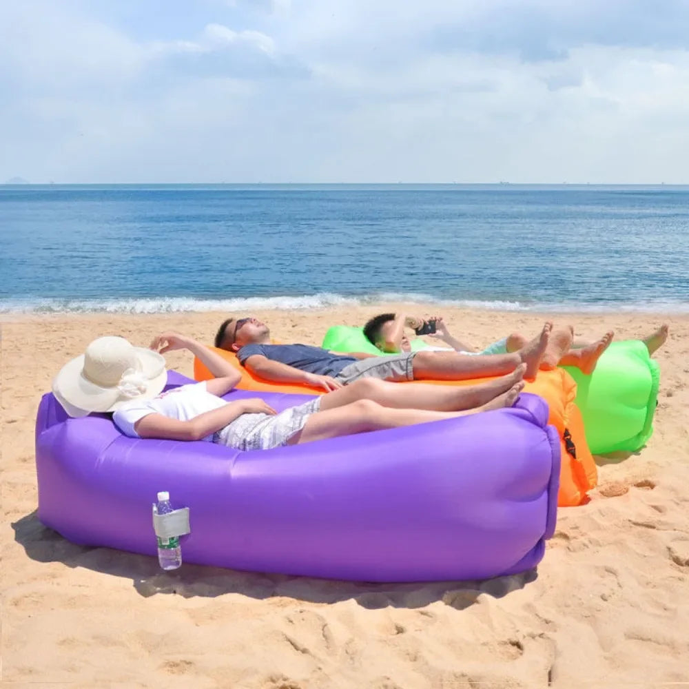 Lazy Inflatable Sofa Portable Beach Camping Air Sofa Air Cushion Outdoor Party Music Festival Adult Inflatable Sleeping Bag Qme