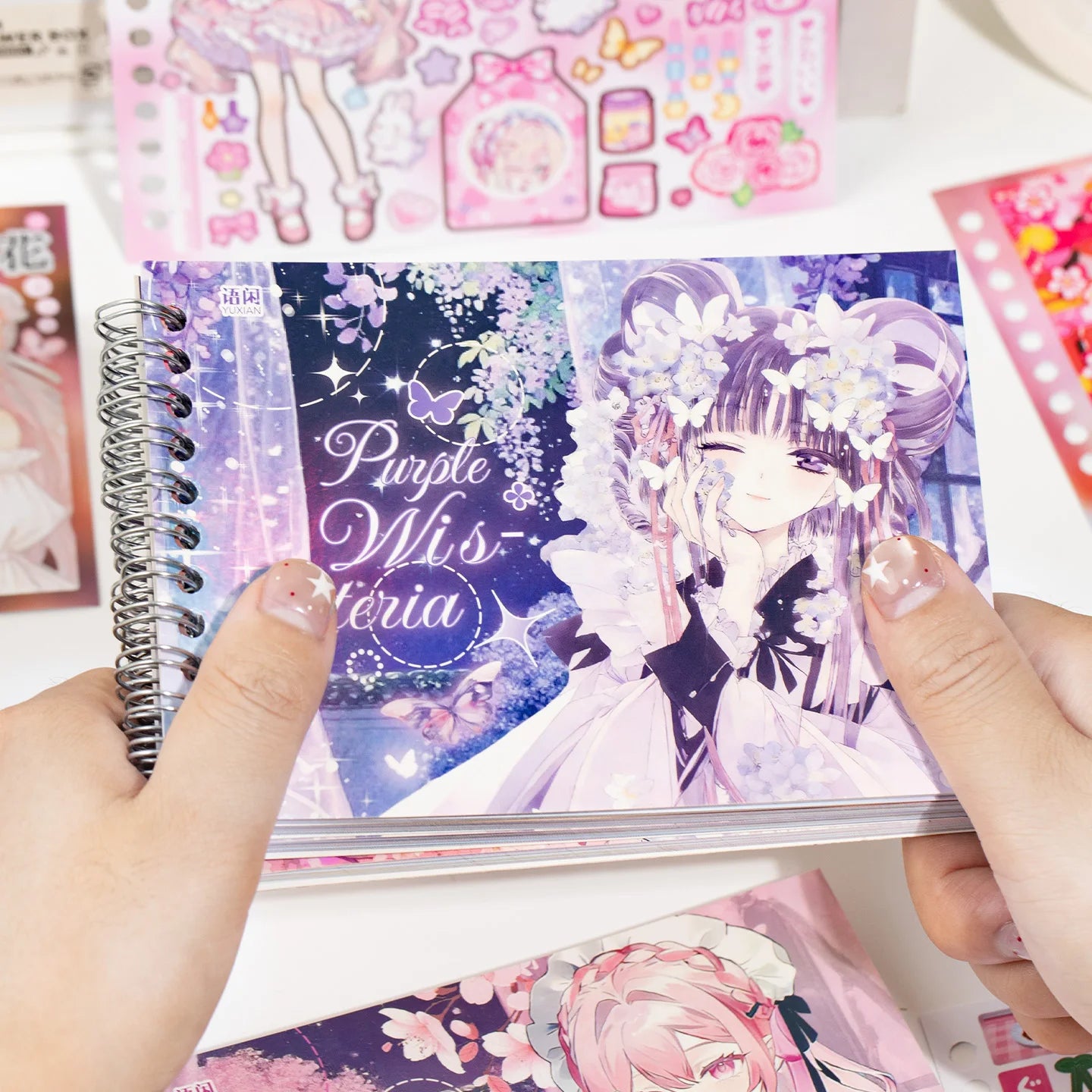 TIANZI 20/40 Sheets Anime Cartoon Die Cut Stickers Book Cute Handmade Scrapbooking Phone Material Stickers for Handbooks Qme D-40 Pcs