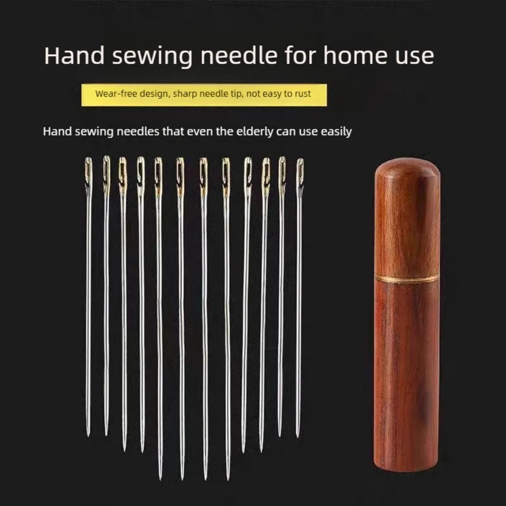 Stainless Steel Self Threading Sewing Needles 12/30 Pcs Elderly Friendly Blind Needles for DIY Stitching Craft Making Qme