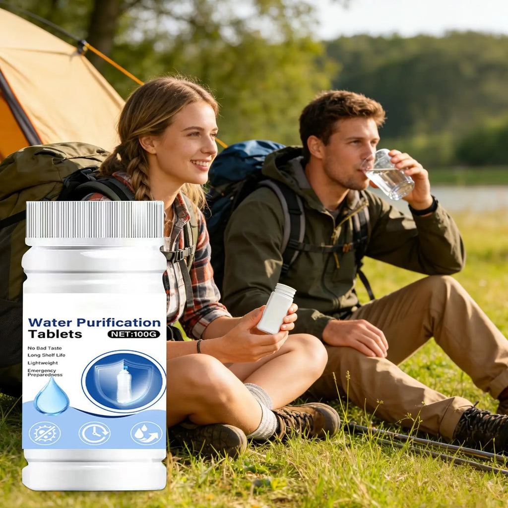 Potable Water Purification Tablets Safe Odorless Portable Effective Camping Hiking Water Filter Tablets for Backpacking Hunting Qme