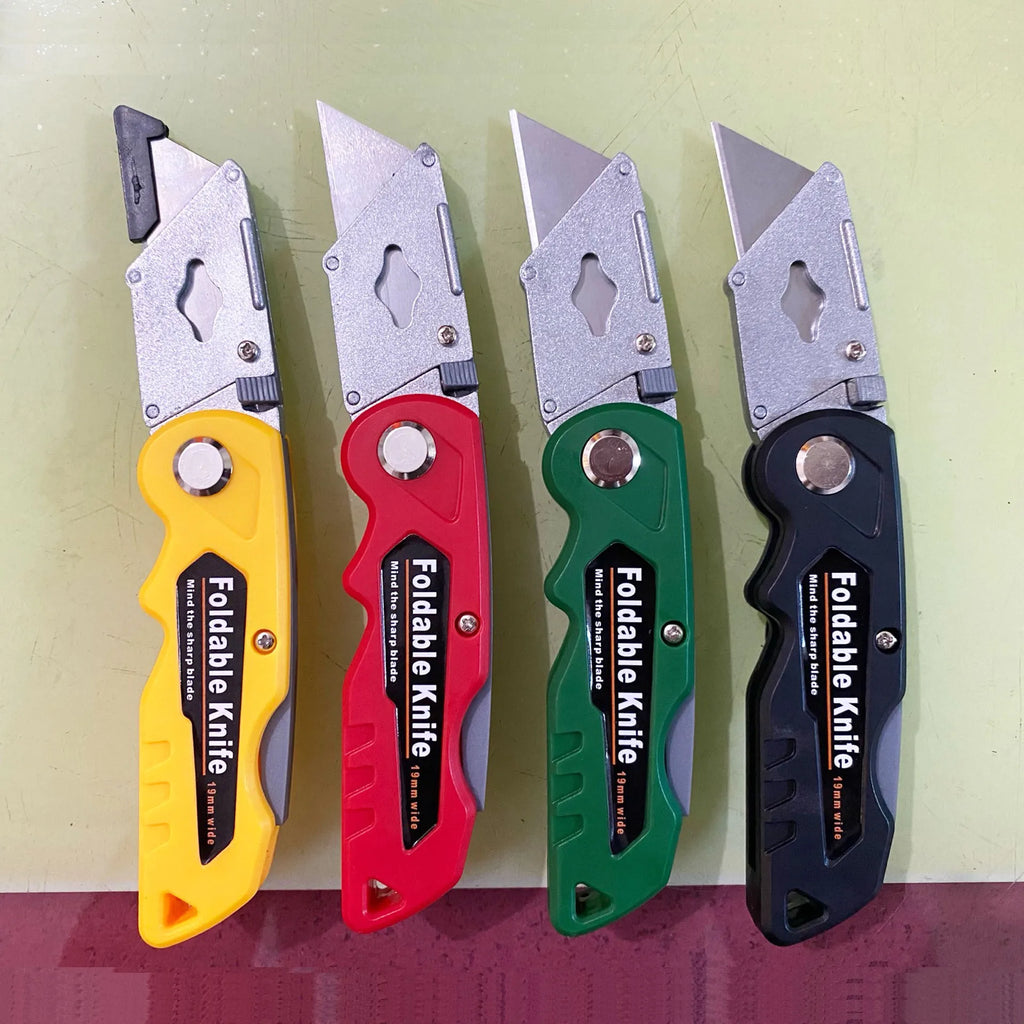 Alloy Folding Art Knife, Electrician Knife, Folding Knife Tool, Ladder Shaped Knife, ABS Handle, Paper Cutting Knife Qme Random color 2pcs