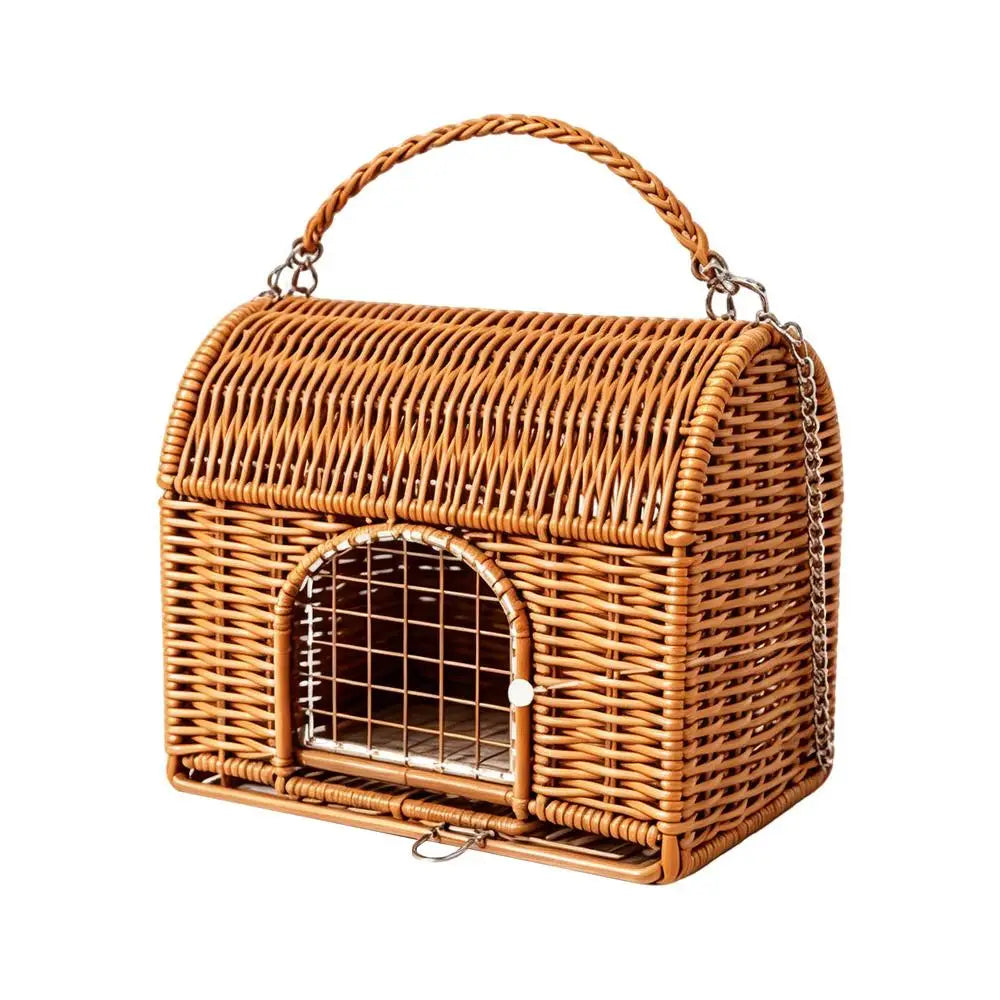 Reptile Carrier With Handle Sleeping House All Season Washable Rattan Bird Carrier Travel Cage For Lizard Leopard Gecko Spider Qme Yellow China Mainland