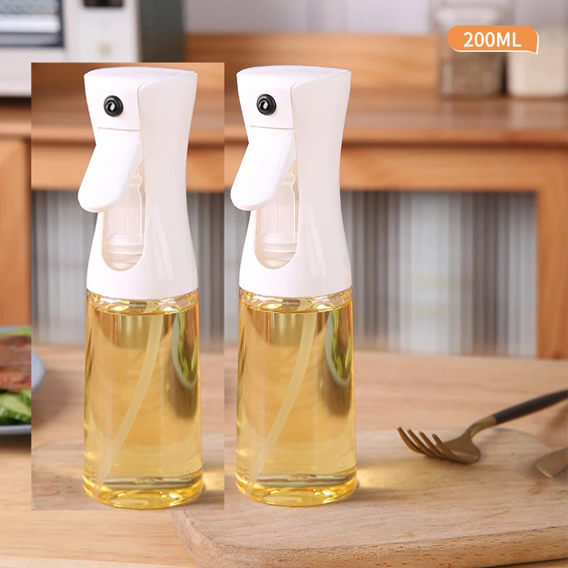 Oil Spray Bottle For Cooking Kitchen Olive Oil Sprayer For Camping BBQ Baking Vinegar Soy Sauce 200ml 300ml Kitchen Accessories Qme 2PCS White 200ML