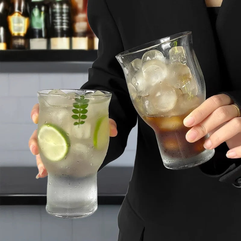 Large Capacity Transparent Wide-mouth Glass Iced Americano Coffee Cup Qme