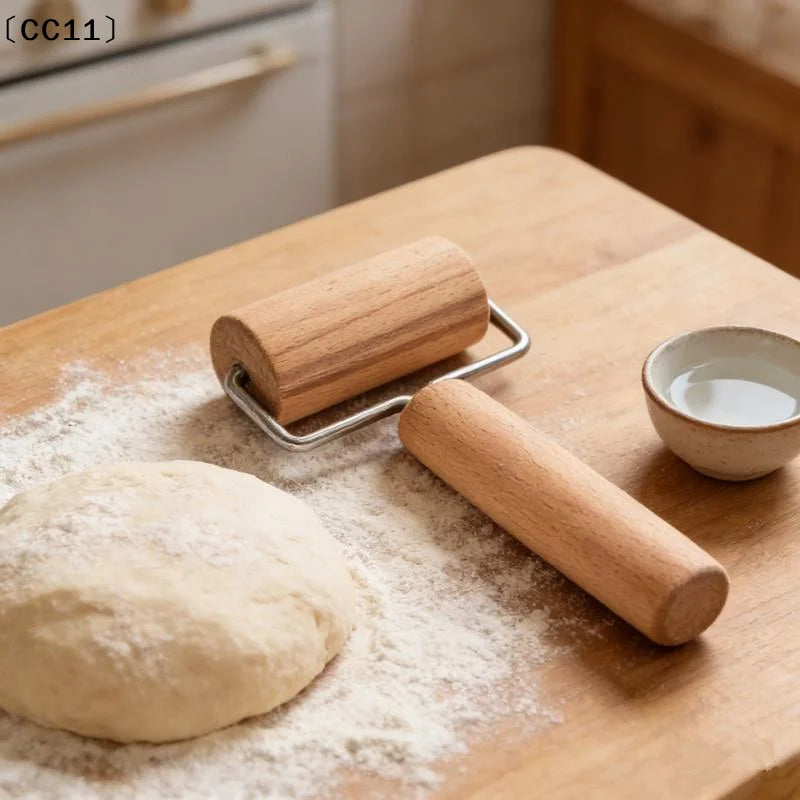 Wood Rolling Pin Hand Dough Roller Pastry Chapati Pasta Bakery Pizza Qme