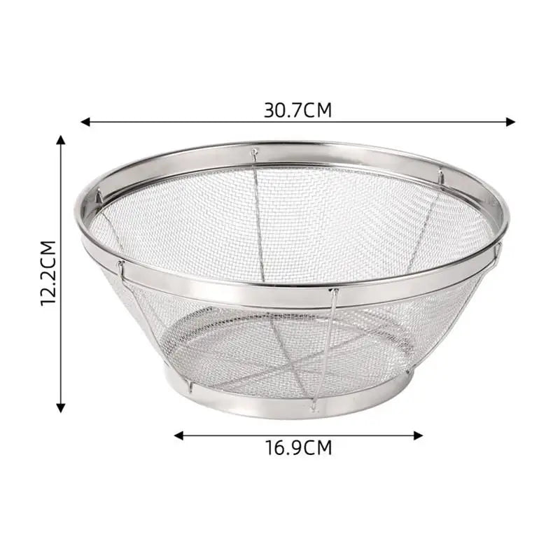 Stainless Steel Rice Washing Sieve Fine Mesh Basket Kitchen Colander Qme 31cm