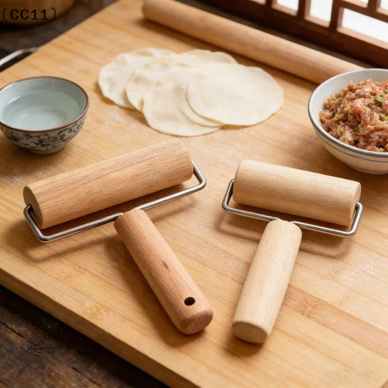 Wood Rolling Pin Hand Dough Roller Pastry Chapati Pasta Bakery Pizza Qme