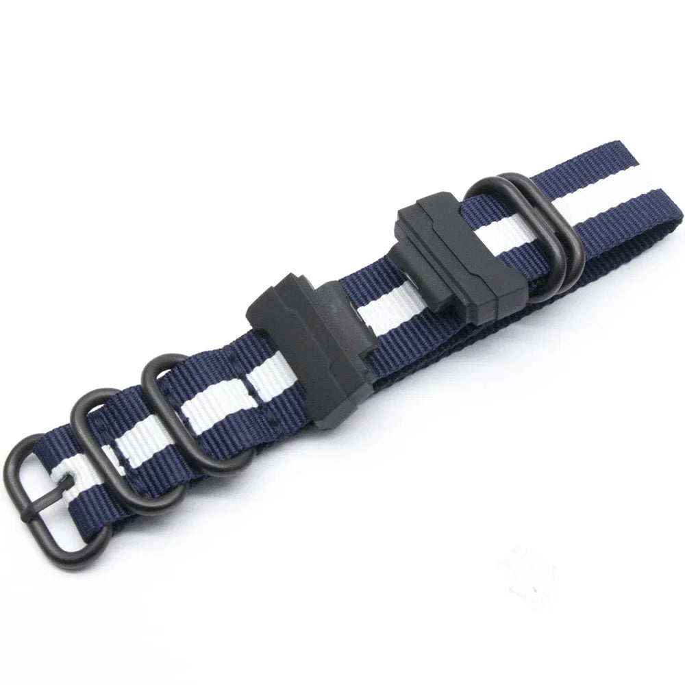 For Casio G-Shock Nylon Band Replacement 22MM Canvas Strap Sport Watch Accessories Men's Bracelet Qme 2Blue 1White 22mm