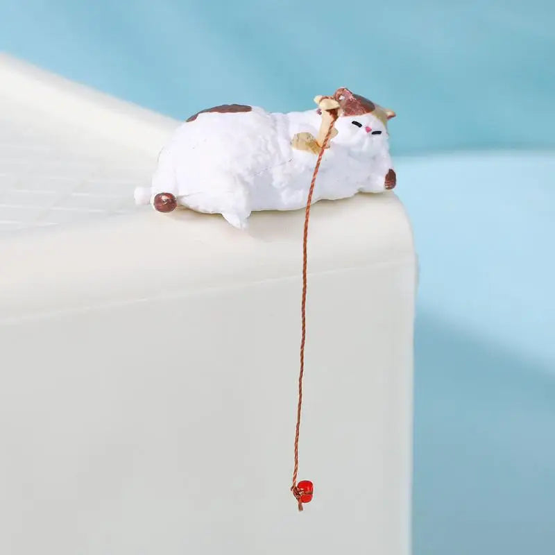 1 Aquarium Fish Tanks Ornament Miniature Figurines Tank Fishing Cat Qme A3