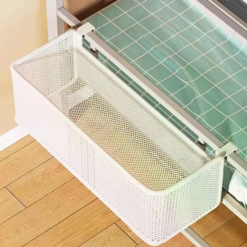 Bedside Hanging Storage Basket Space Saving Multifunctional Metal Bedside Shelf For Hotel Office Dorm Bed & Bunk Bed Bedroom Qme