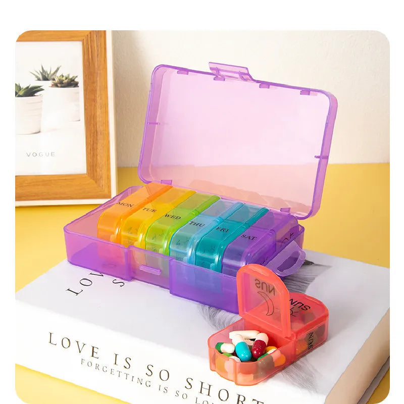 7 Days 14 Grids Pill Organizer Portable Weekly AM PM Medicine Case Qme C M