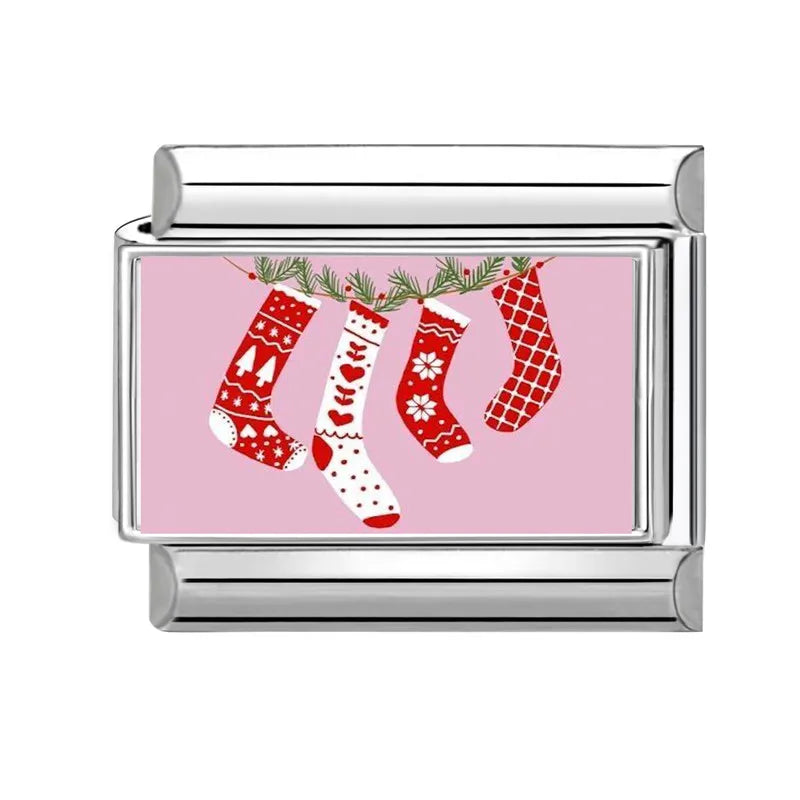 2025 Pink Christmas Tree Snowman Xmas Elk Wreath Sock Santa Claus
