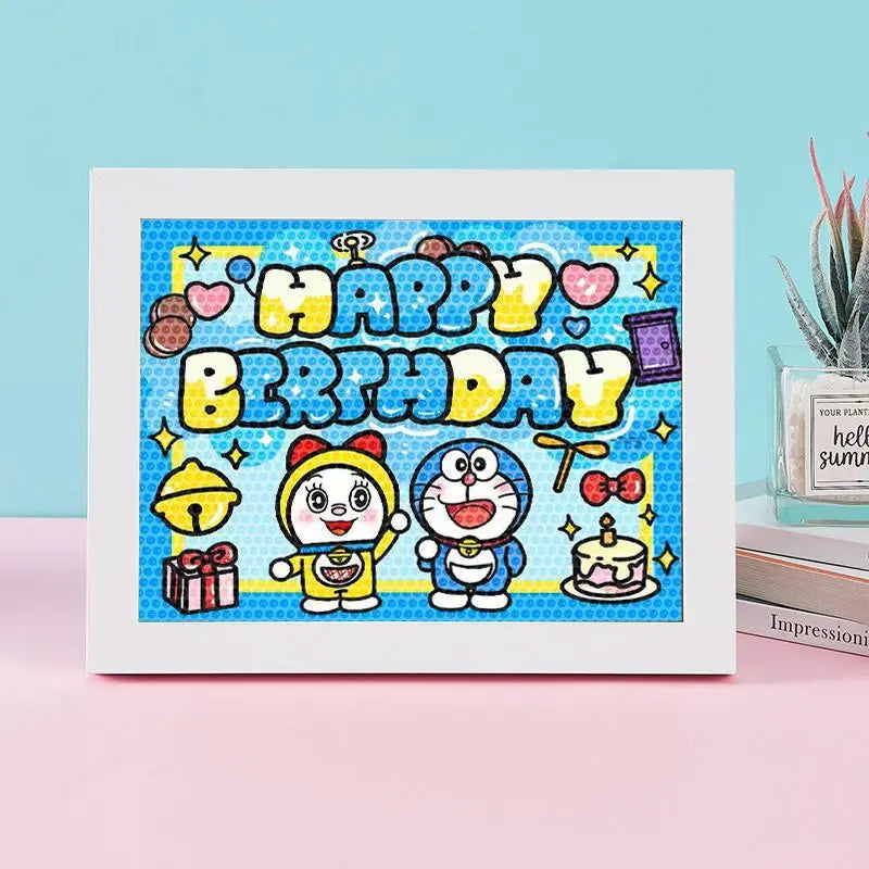Hello Kitty Kuromi Diamond Painting DIY Craft Kit with Frame Cartoon Diamond Painting for Students Diamond Painting Gift Qme 31
