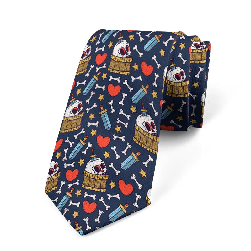 Skeleton Parts Creative Novelty Tie Fashion Funny Cartoon Skull Print Qme style6