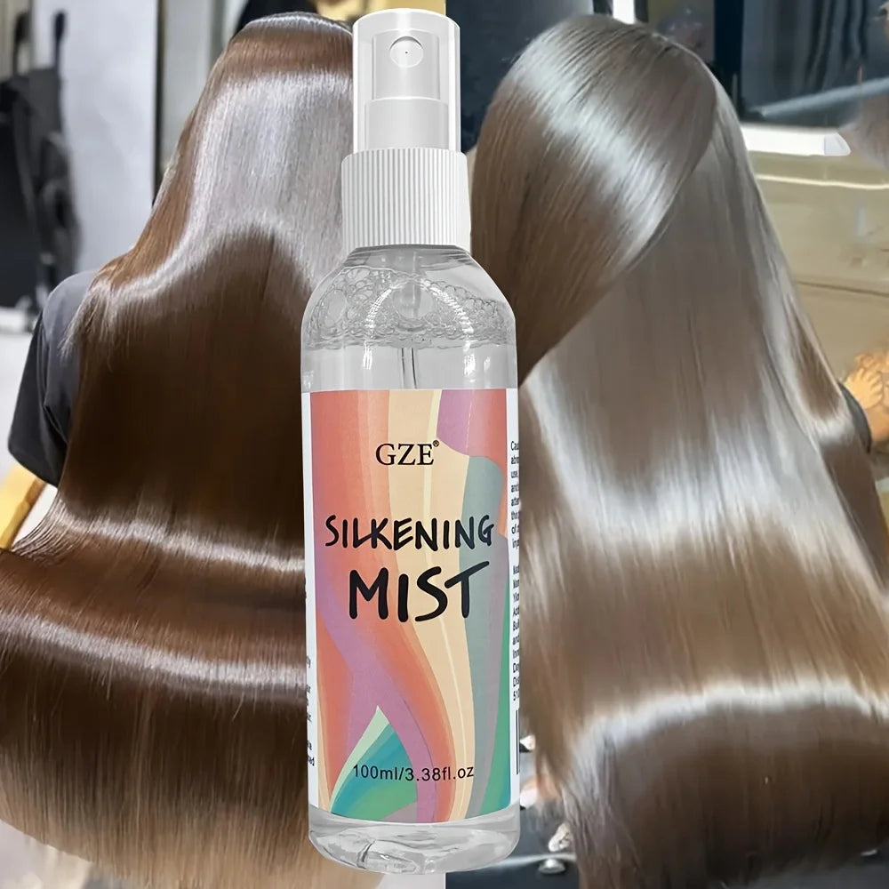 GZE HAIR SILKENING SPRAY Silk Therapy Thermal Shield,tThermal-Pressing Product that Polishes, Silkens, and Smooths Curly Texture Qme