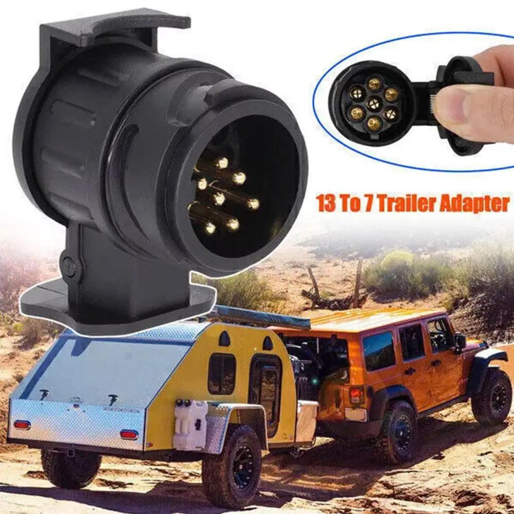 1PCS 13 To 7 Pin Plug Adapter Trailer Connector 12V Towbar Towing Waterproof Plugs Socket Adapter Protect Connections Qme