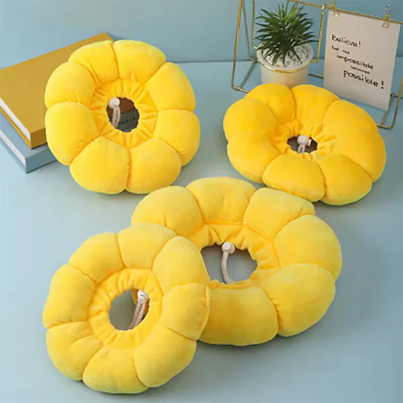 Sunflower Pet Collar Adjustable Anti Bite Surgery Anti Licking Wound Protection Collar Soft Plush Elizabeth Collar Qme
