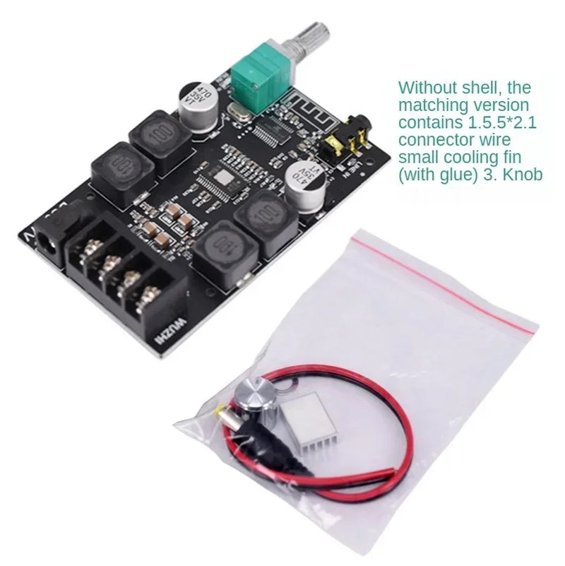 2x50W TPA3116 AUX+ Bluetooth 5.0 HIFI High Power Digital Amplifier Stereo Board AMP Amplificador Home Theater-with Shell Qme