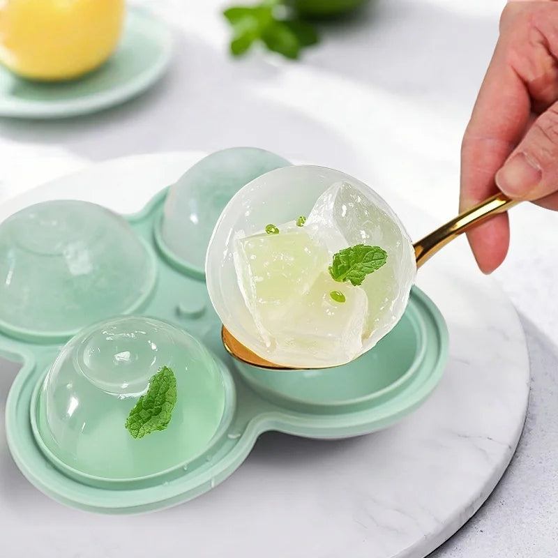 4 Large Ice Hockey Silicone Molds, Easy To Release Ice Cube Trays Whiskey Cocktail Juice Party Ice Making Tools Qme