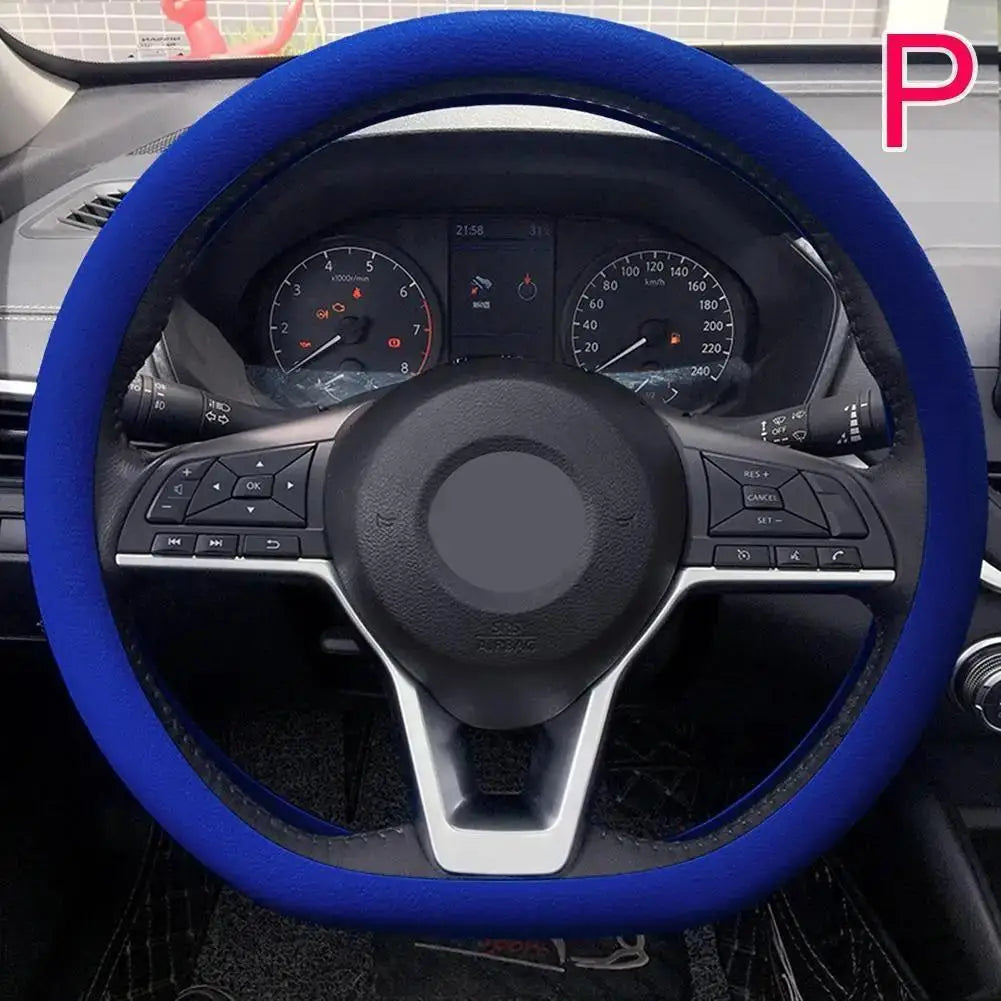 19 Color Car Silicone Steering Wheel Cover For Summer Fashion Sweat Absorbent Non-slip Handle Cover General DIY Parts Qme Luminous blue