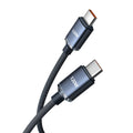 120W 6A PD Fast Charging Cable USB C to C Dual Type C Braided Quike Charging Phone Charger Data Cord For Xiaomi Huawei Samsung Qme Black 0.25m