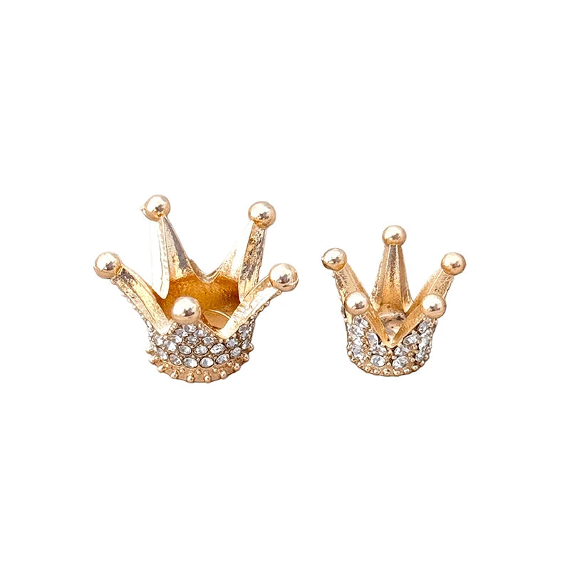 2 Dollhouse Miniature Gold Mini Alloy Crown Rhinestone Princess Small Qme