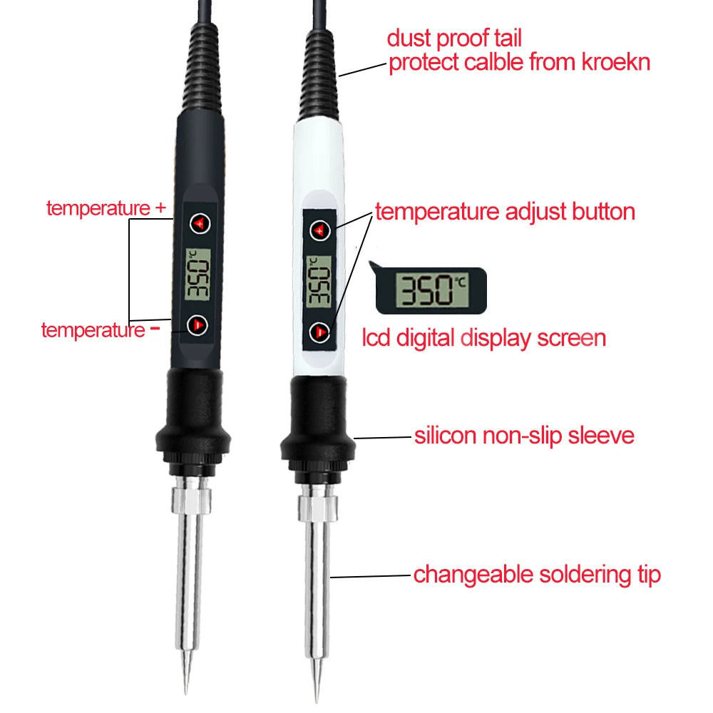 80W Electric Digital Soldering Iron Station 220V 110V Temperature Qme