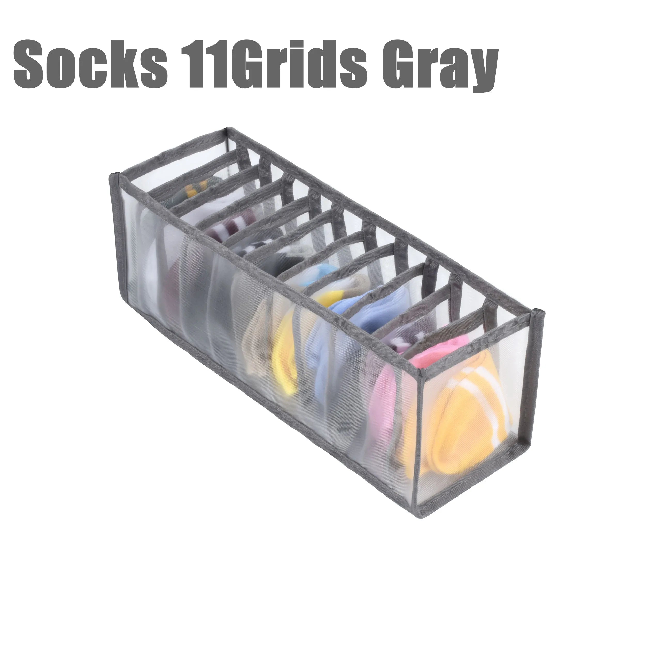 Clothing Storage Organizer Box Cabinets Drawer Jeans Organizer Underwear Pants T-Shirt Socks Storage Box Save Wardrobe Space Qme Socks-Gray