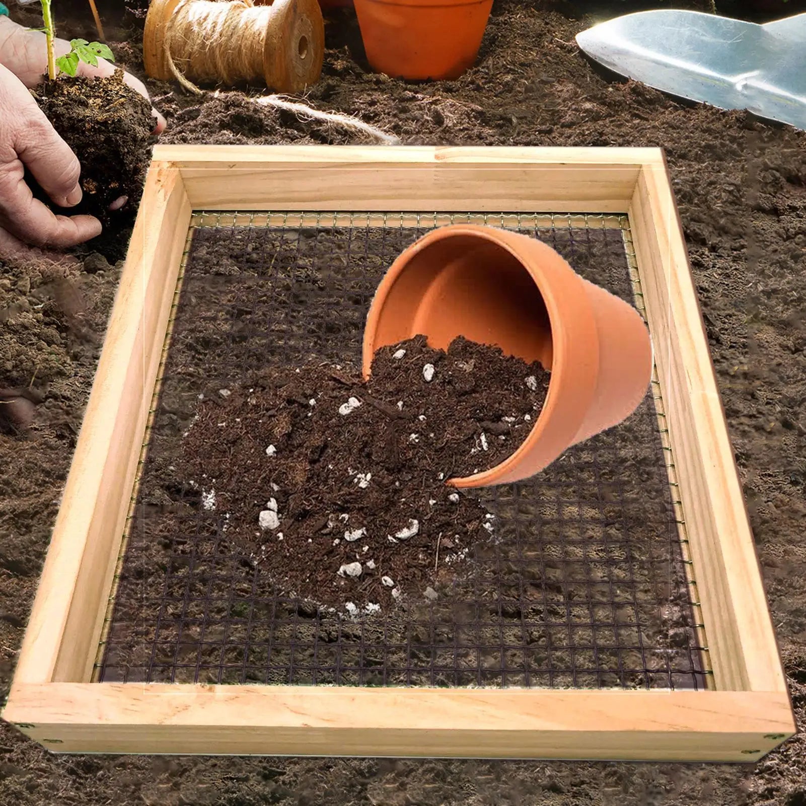 Dirt Sifter for Gardening Gravel Sifting Hand Soil Leaf Sifter for Gardeners Growers Composters Homesteaders Enthusiasts Farmers Qme
