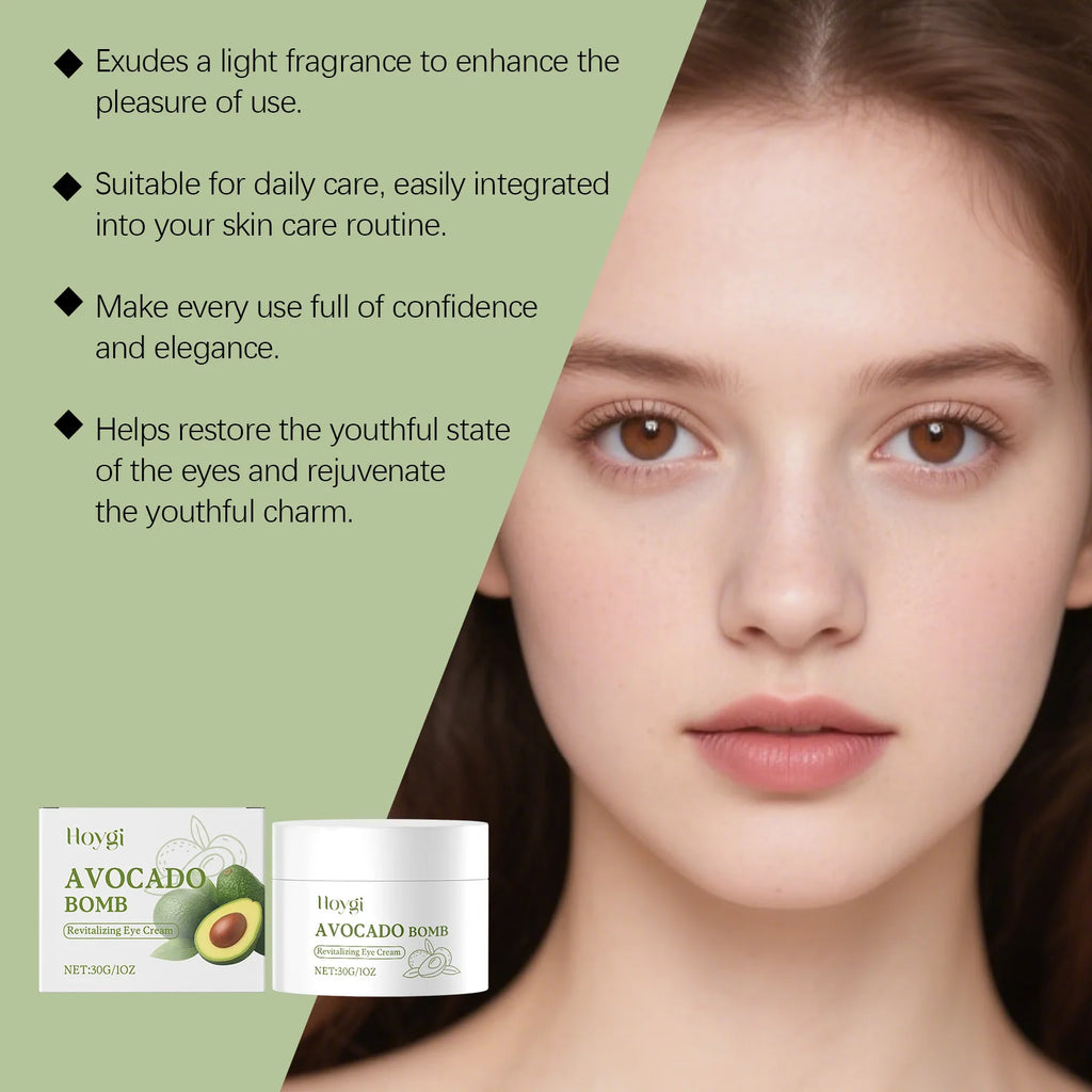 Avocado Eye Cream Fades Fine Lines & Wrinkles Firming Smoothing Eye Area Anti Puffiness Dark Circle Corrector for Youthful Eyes Qme