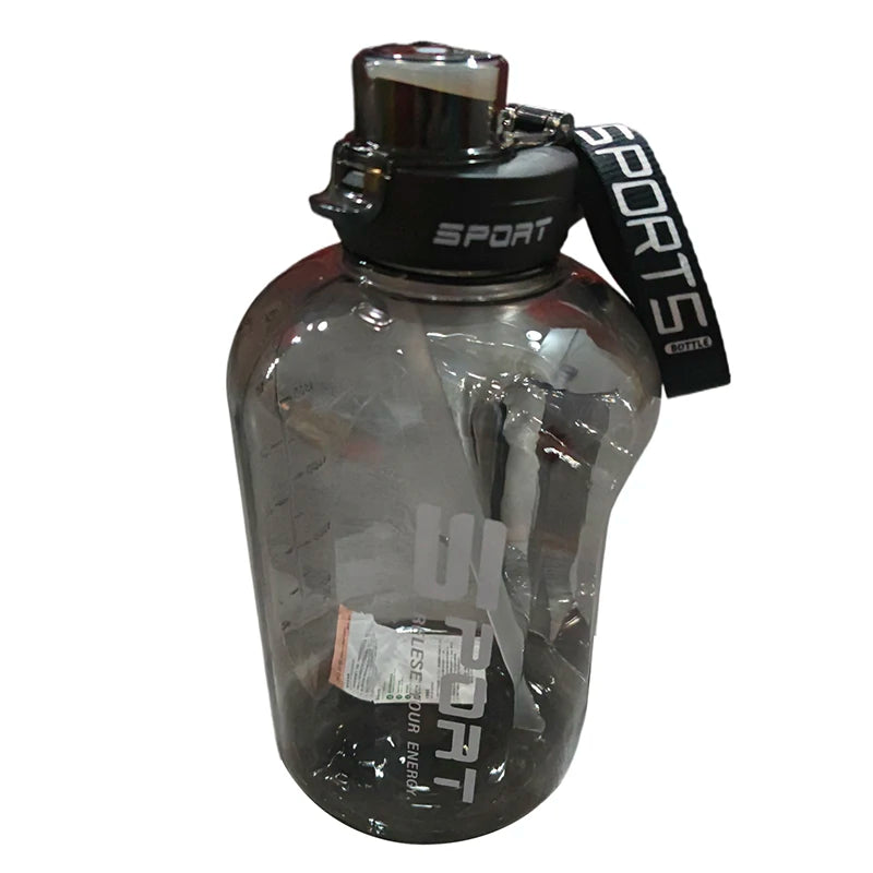 Large Capacity2500 Water Bottle Straw Lid Sports Gym Kettle Camping Qme 2500ML Black