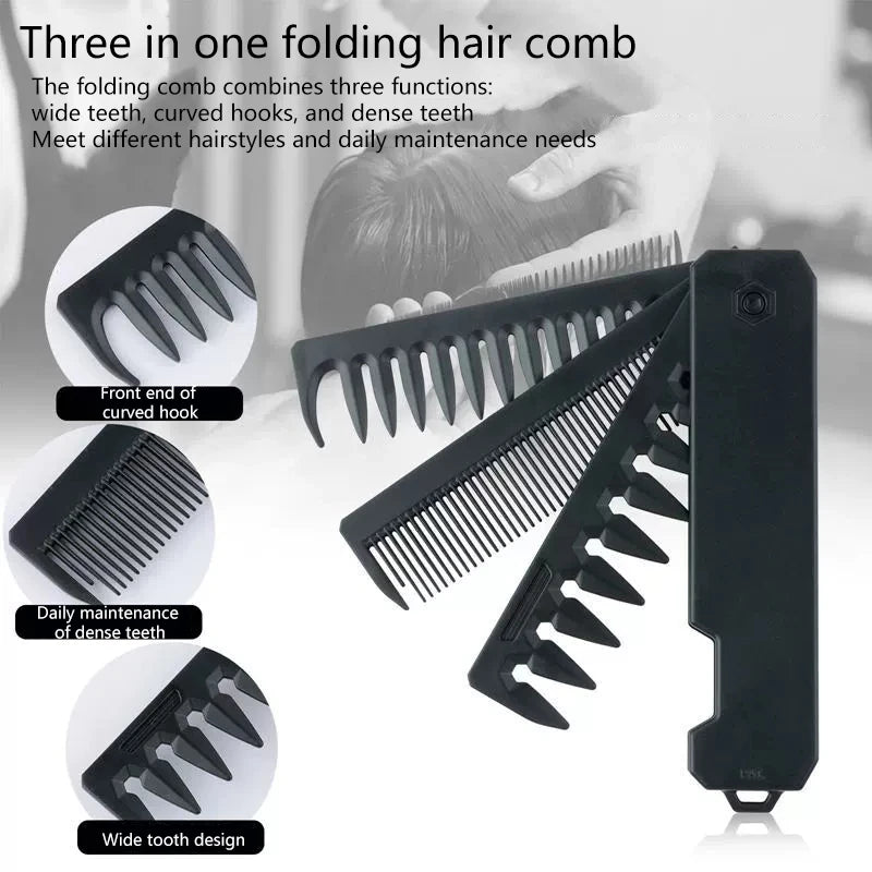 Professional 1 Pocket Folding Combs Wide Tooth Oil Head Comb Beard Qme