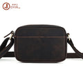 Men's Full Leather Retro Crossbody Messenger Bag Qme Brown (20cm<Max Length<30cm)