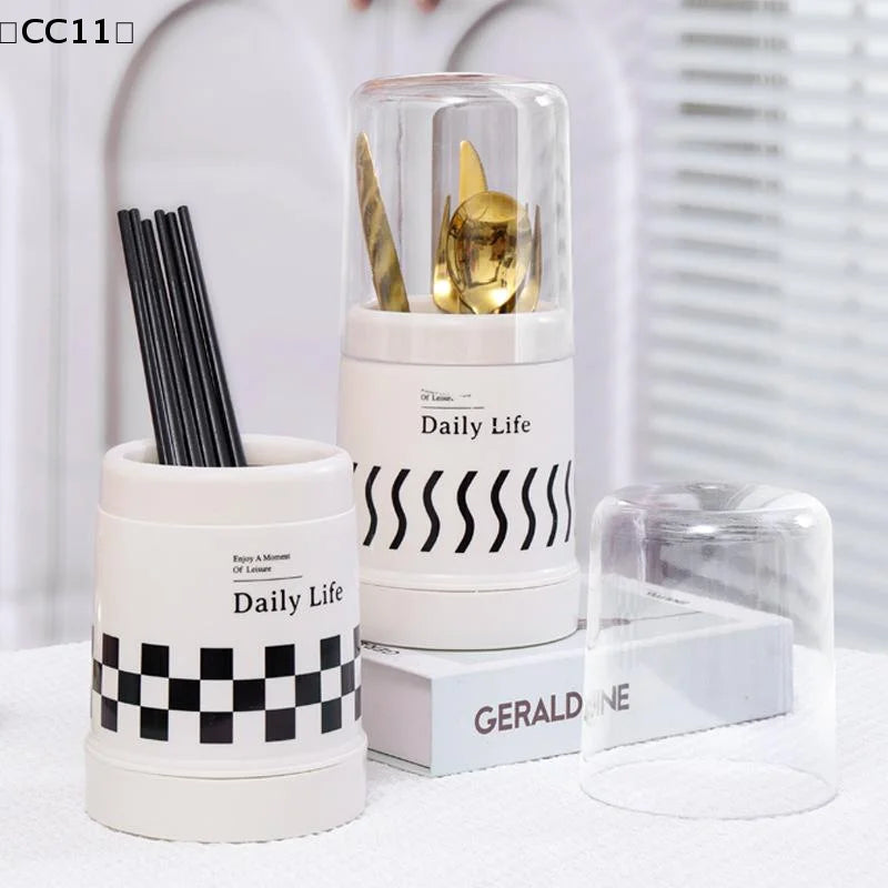 Dustproof Chopstick Bucket Lid Kitchen Tableware Spoon Storage Box Qme