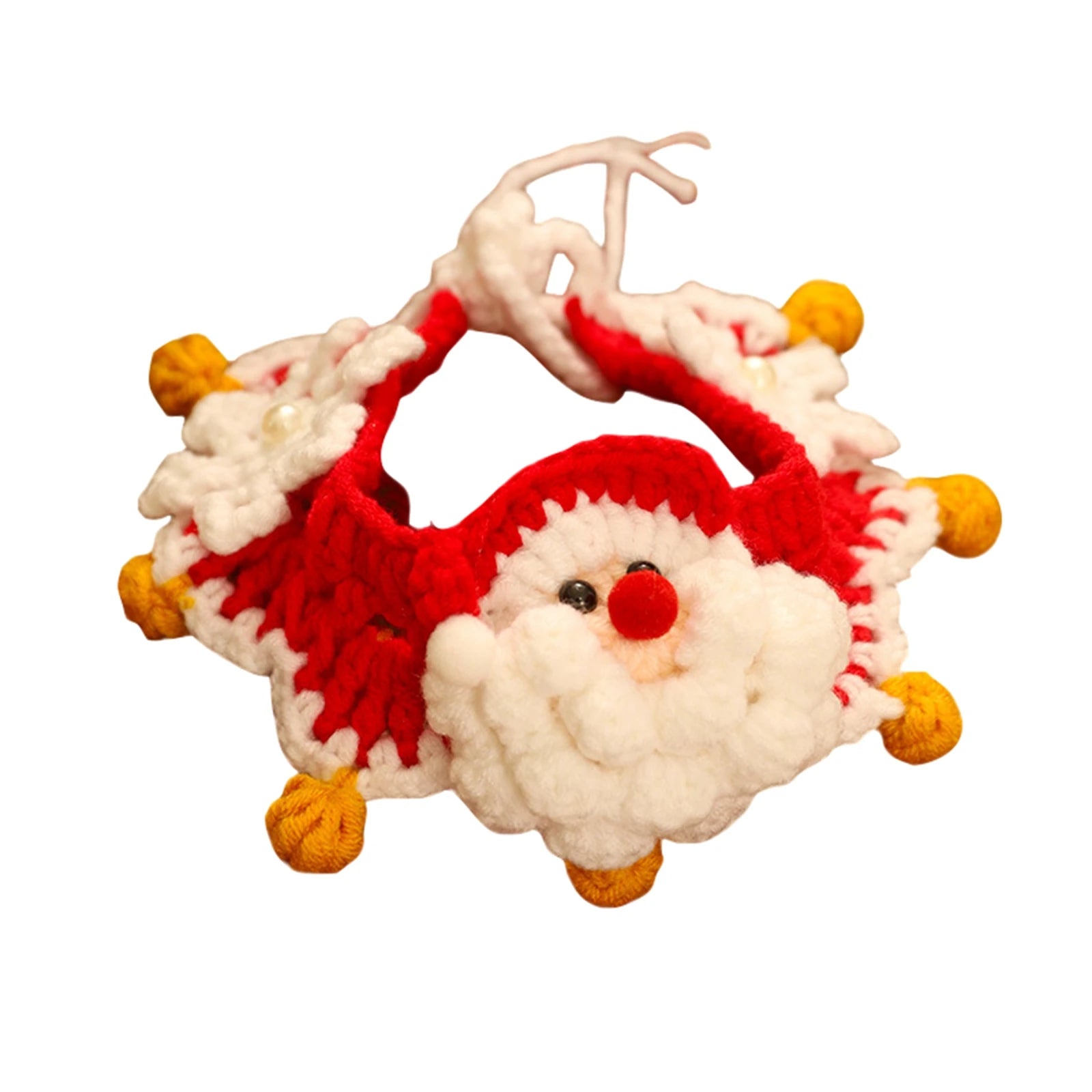 New Year Christmas Pet Adjustable Knitting Collars Hand-Woven Crochet Bib Kittening Necklace Scarf Dress Up Accessories Qme Red L
