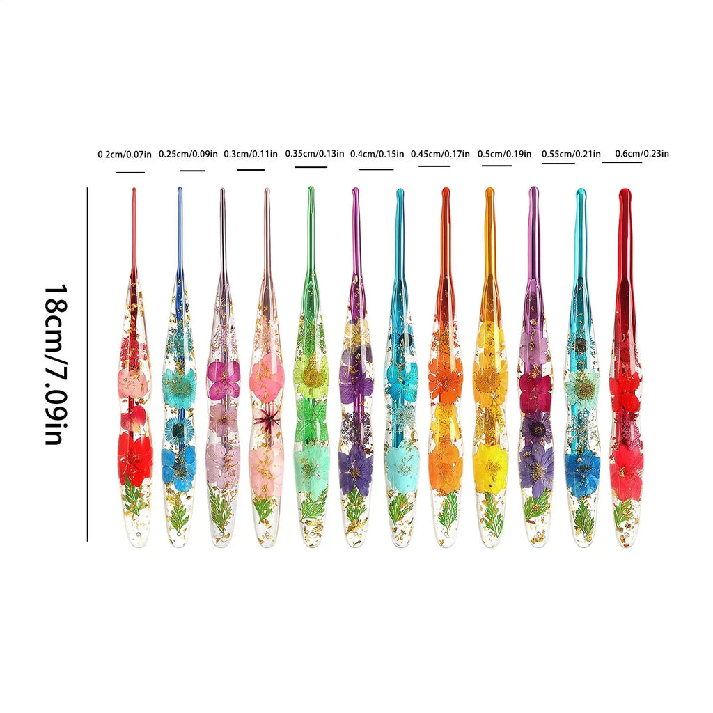 Crochet Hooks 9 Flower Pattern Resin Handle Knitting Yarn Hook Women Qme