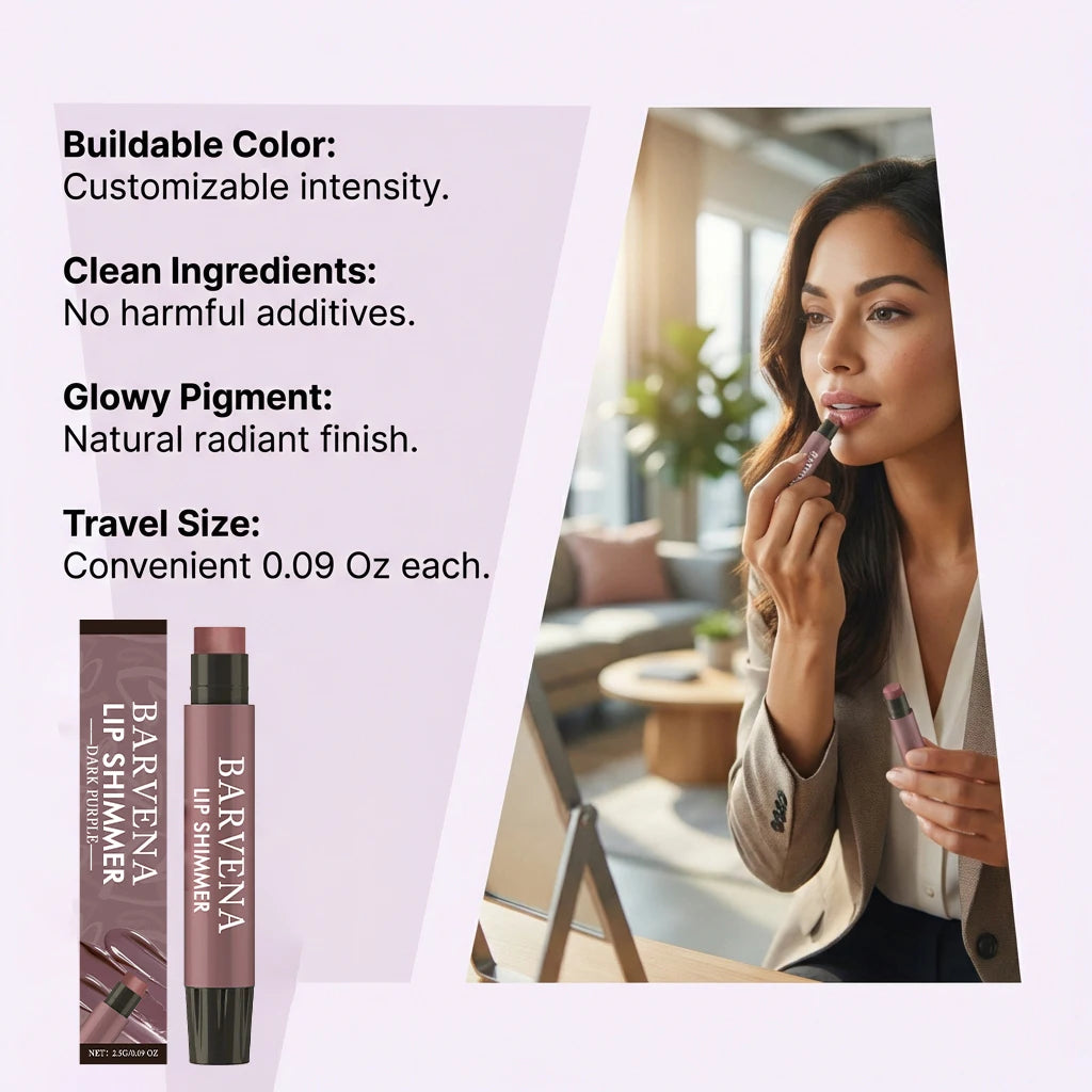 Lip Shimmer Dark Purple Tinted Lip Balm Stick Long Lasting Hydration with Natural Glowy Finish Moisturizing & Nourishing Makeup Qme