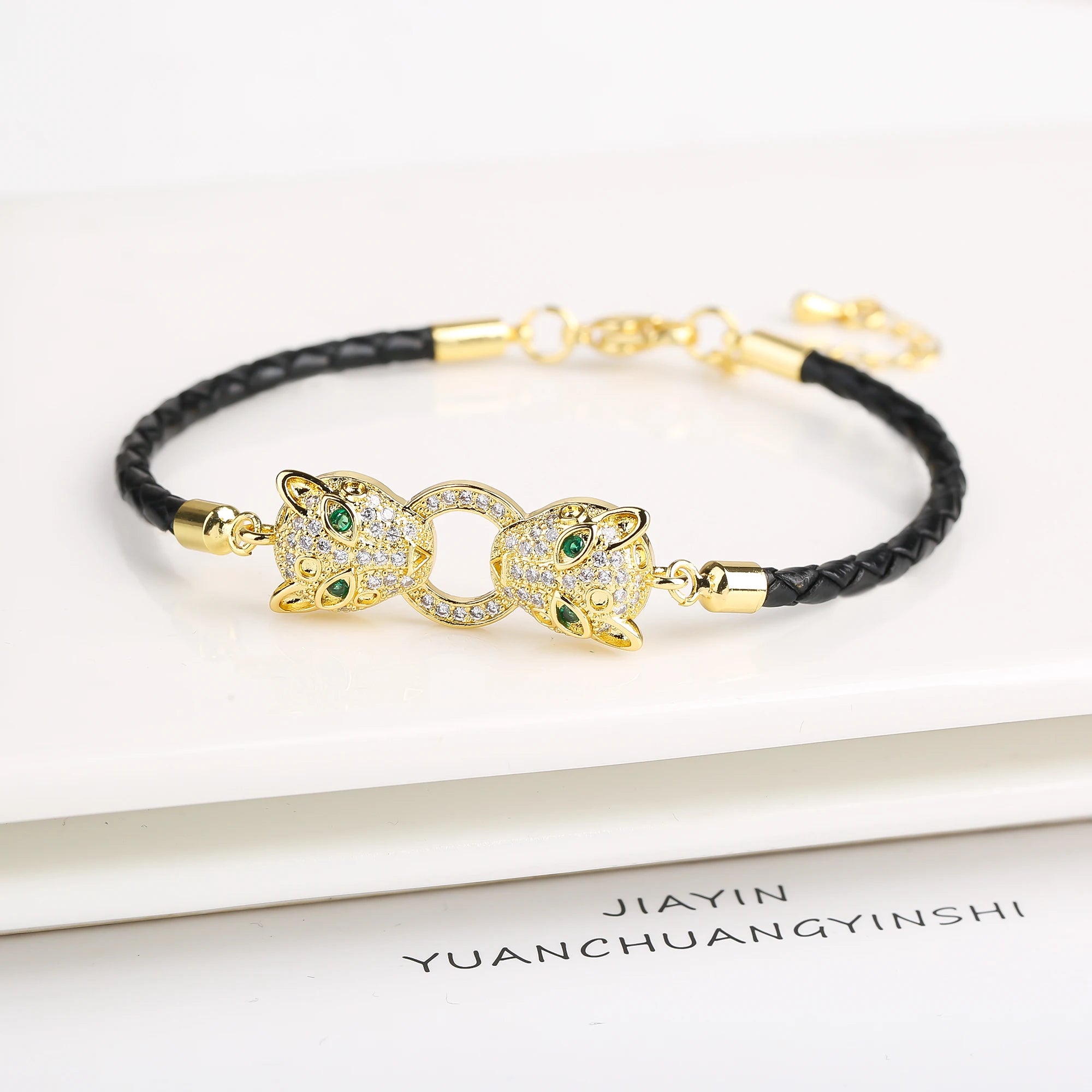 New 6 Colors Fashion Cute Animal Bear Zirconia Leather Rope Braided Adjustable Bracelet Classic for Man Woman Party Jewelry Gift Qme A