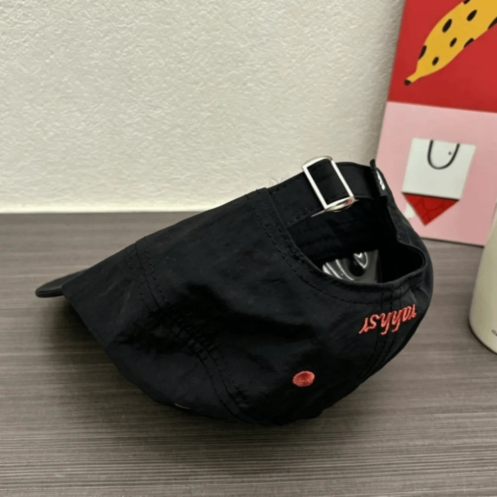 Breathable Quick-Drying Baseball Cap Embroidered Letters Sun Protection Lightweight Duckbill Cap Versatile Wear Flat Brim Qme