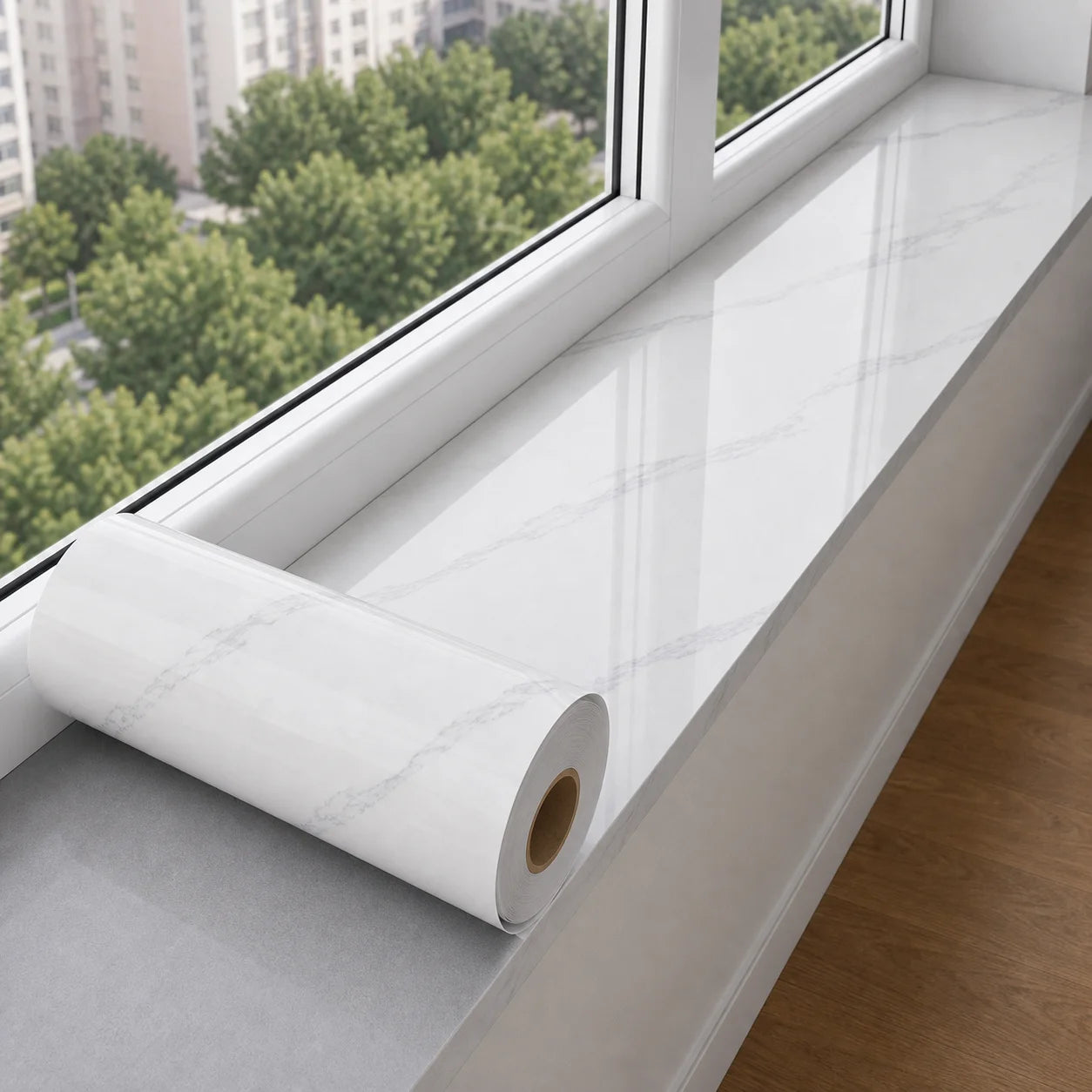 Imitation Ceramic Tile Marble Pattern Window Sill Waterproof Sticker Qme 20cmX1m jueshibai