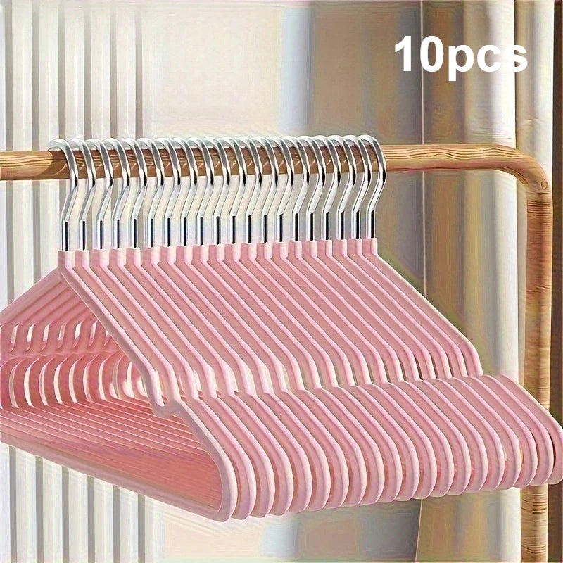 Non-Slip Plastic Clothes Hangers - Space Saving Hangers With Shoulder Grooves Qme Pink 10pcs