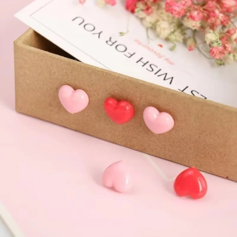 Ins Pink Creative Heart Peach Small Flat Head Push Pin Soft Wooden Qme