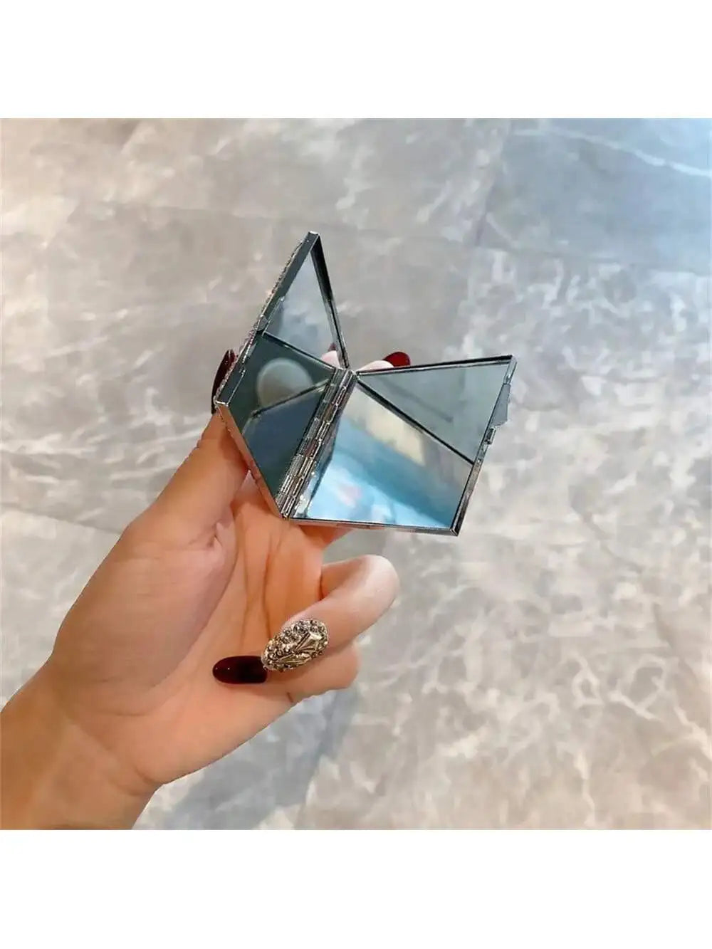 1pcLuxury Makeup Mirror Mini Portable Folding High-definition Qme