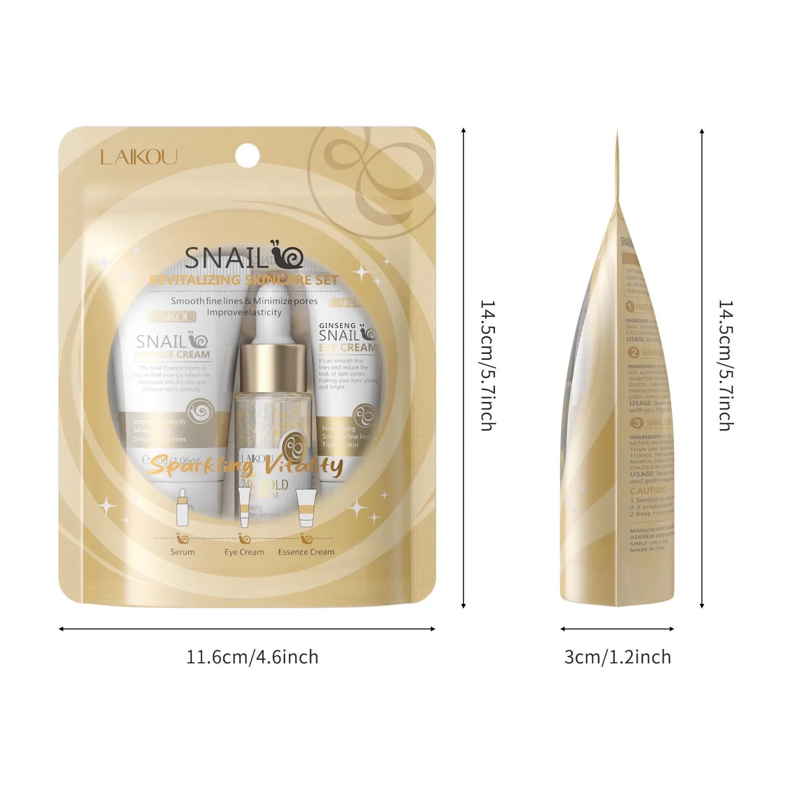 LAIKOU Vitamin C Facial Hydrating Moisturizing Whitening Brightening Qme Snail