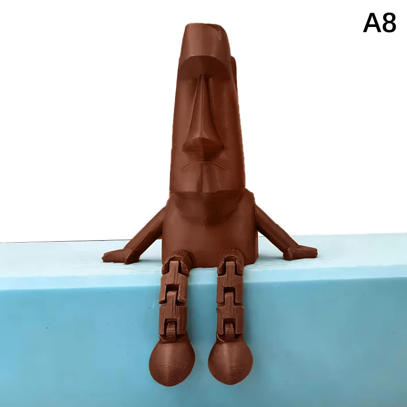 Island Moai Ornament Movable Joints Collectible Figurine Home Desk Qme A8