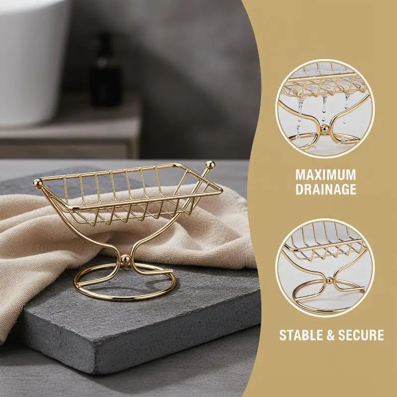 Square Metal Soap Dish Holder Rustproof Wire Rack Creative Draining Qme