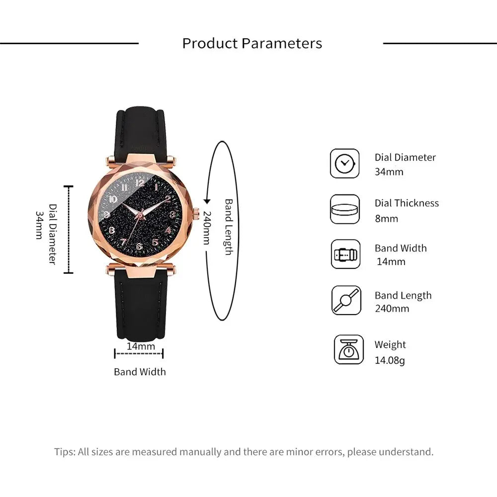 Set of analog watches for women, new simple and casual wristwatch, black bracelet without box, fashion for women, 5 pieces Qme